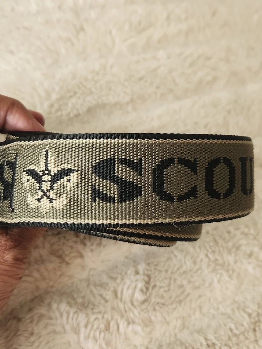 Scouts Webbing Belt with Black Buckle - Tan/Black/Olive